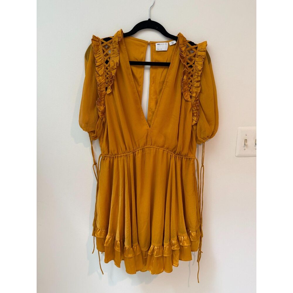 ASOS Design Mini Dress In Yellow Size 12